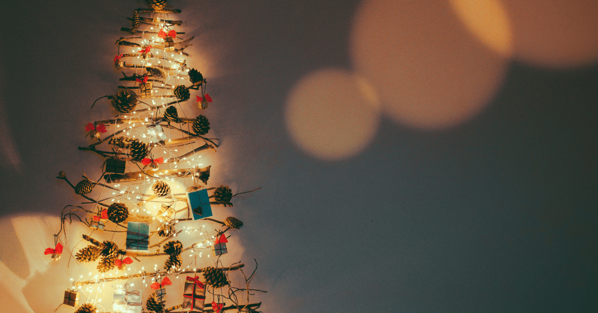 Wall-hung Christmas tree.