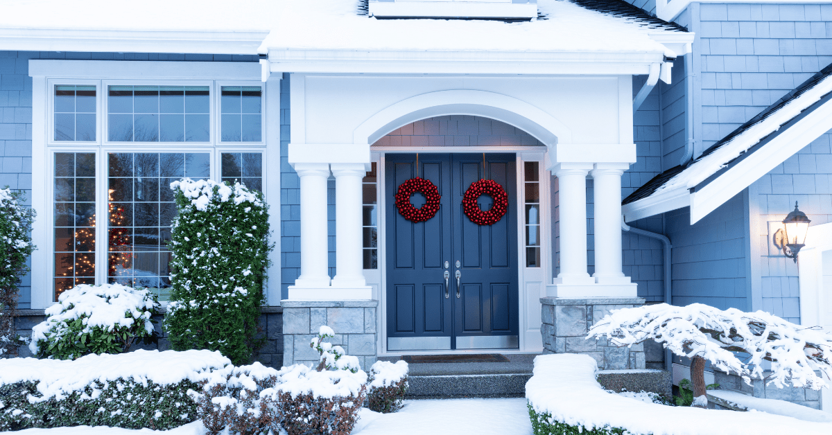 Blue front door.