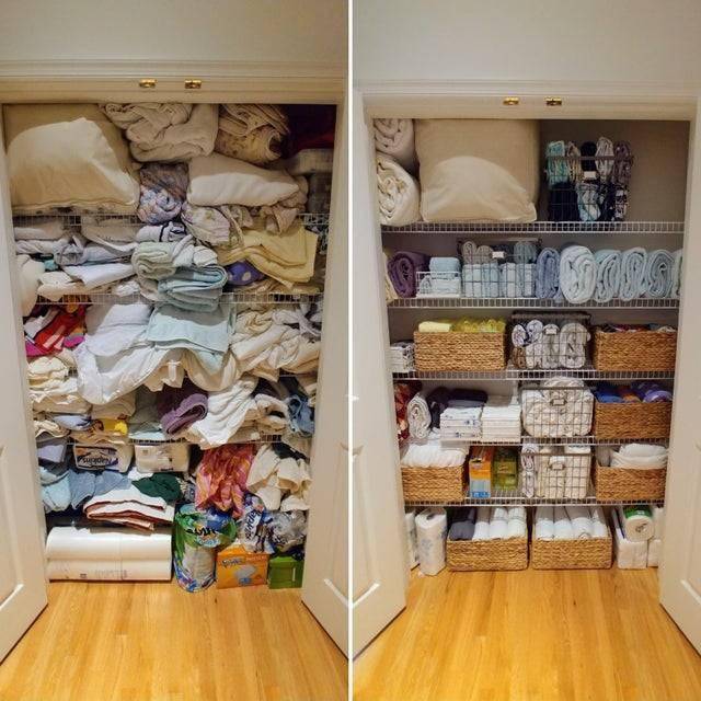 closet before and after organization